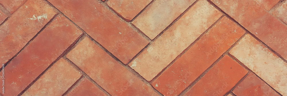 Aufkleber Warm brown interlocking rectangular texture with natural roughness and rustic appeal