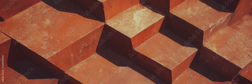 Poster Interlocking triangle and hexagon texture with warm browns in natural setting