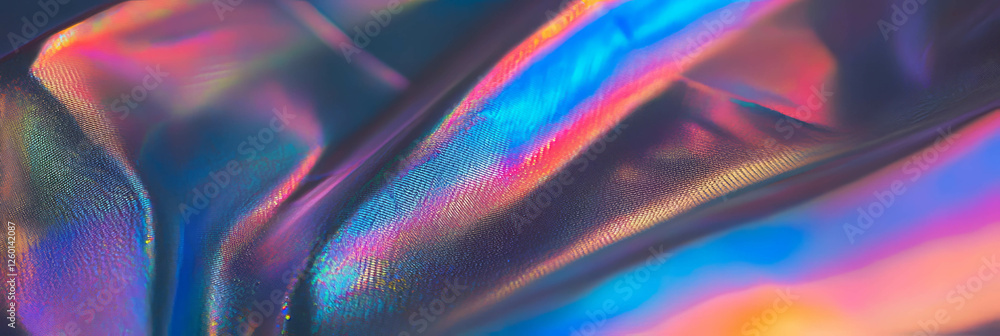 Aufkleber Iridescent fabric with shimmering geometric patterns and unique textured surface