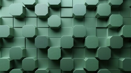 Geometric Pattern of Green Hexagonal Shapes on Wall