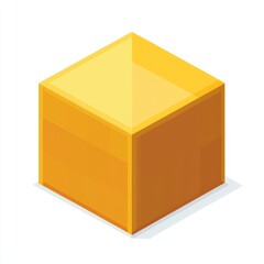 Fototapeta premium Golden Cube: Isometric 3D Geometric Shape, Digital Graphic Design, Abstract Yellow Background
