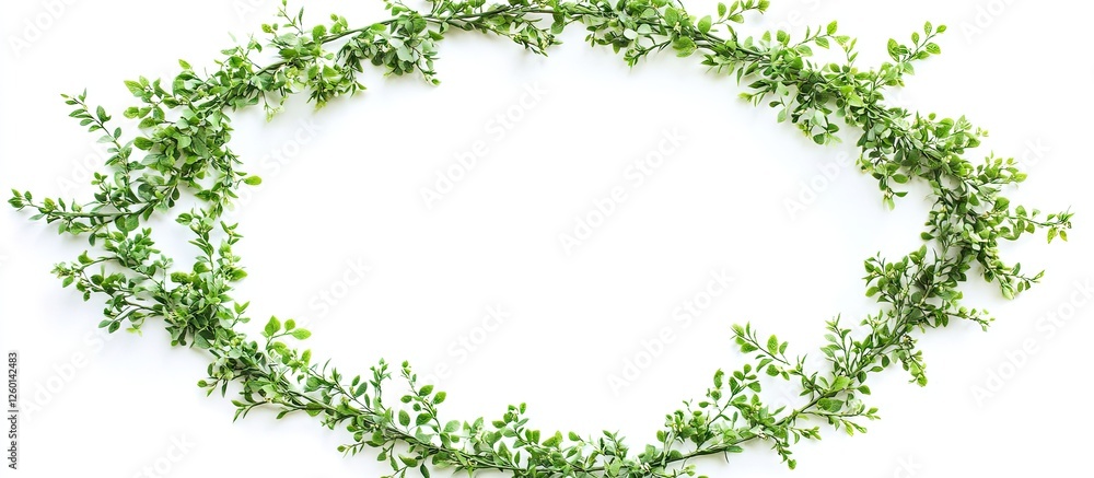 Aufkleber circular arrangement of lush green leaves on a white background forming an elegant oval shape with r