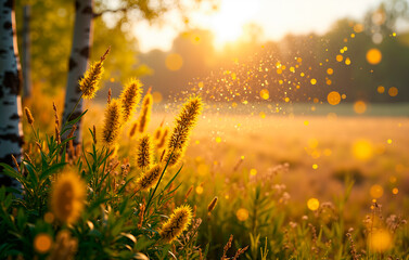 Allergens in nature: pollen and plants in the sunset