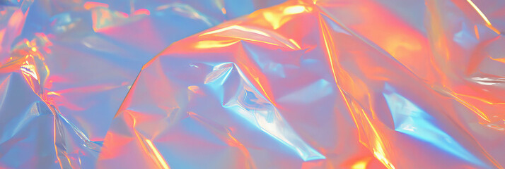 Iridescent film texture showcases mesmerizing holographic effects and subtle blurs