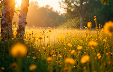 Allergens in nature: pollen and plants in the sunset