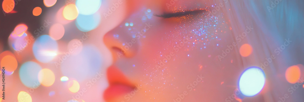 Poster Isolated bokeh texture with halo effect and soft sparkle in dreamy lighting
