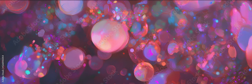 Poster Vibrant overlapping bokeh texture displaying rich hues and sparkling lights