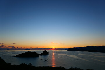 Fototapeta premium 足摺宇和海国立公園。宿毛、高知、日本。10月下旬。