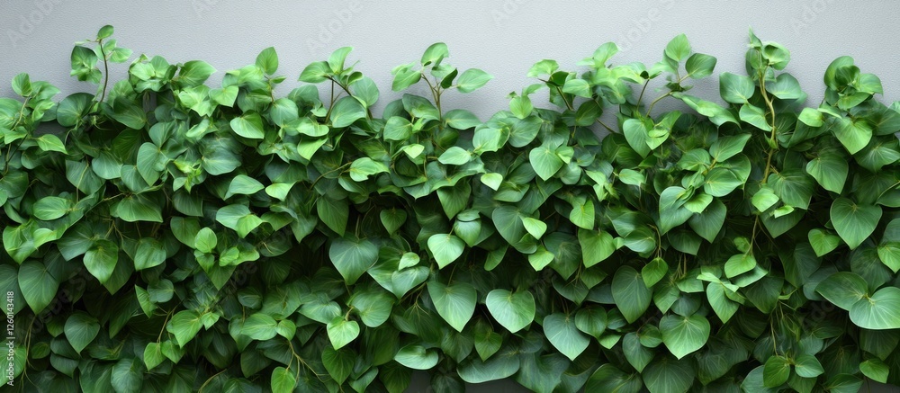 Poster lush green foliage against a light background with overlapping leaves creating a natural texture, id