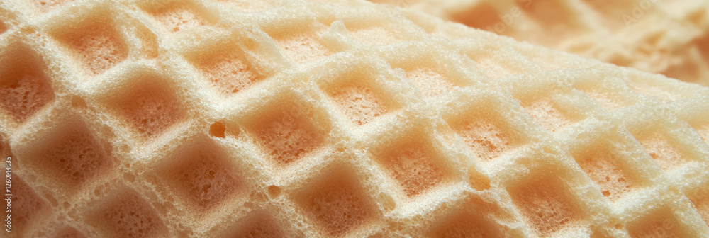 Poster Beautiful light beige cone wafer with large rectangular grids and coarse texture