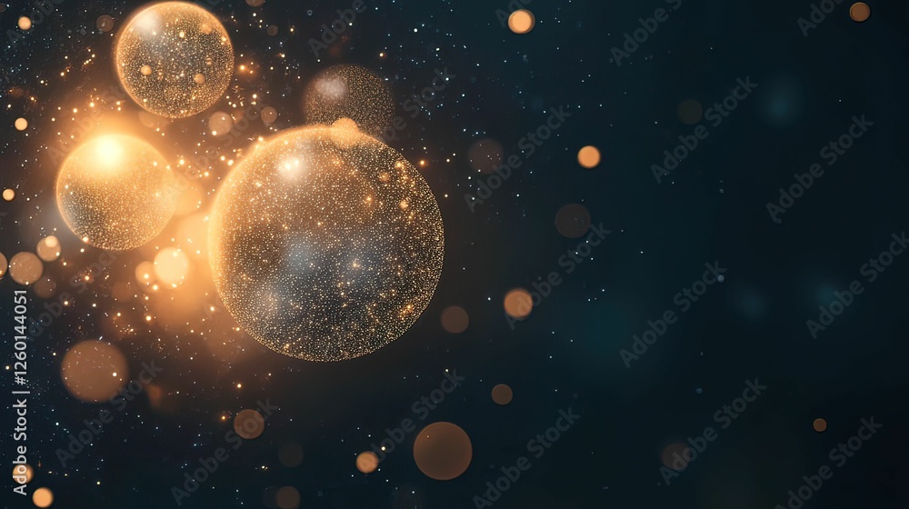 Poster a mesmerizing display of glowing orbs and sparkles set against a dark background, creating a magical