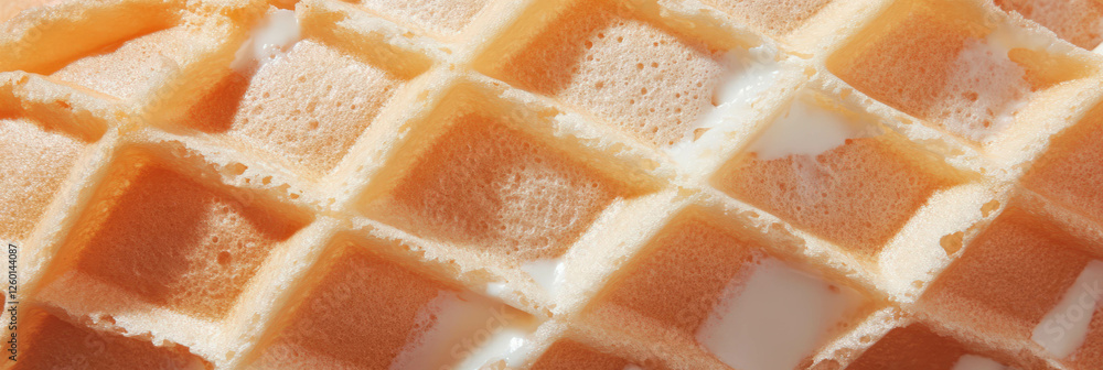 Poster texture details of a light beige cone wafer with large rectangular grids and coarse surface