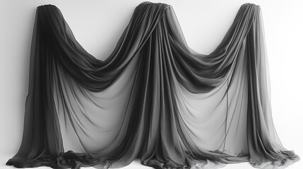 isolated black mock up drapery with a clipping path on a white backgroun