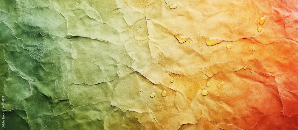 Aufkleber textured traditional korean paper displaying a gradient from green to orange to red, featuring visib