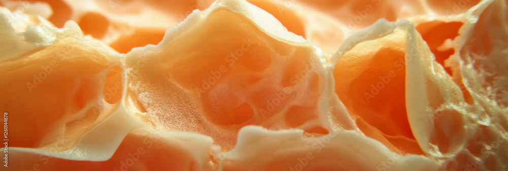 Poster texture details of a light brown cone wafer showcasing irregular shapes and crumbly surface