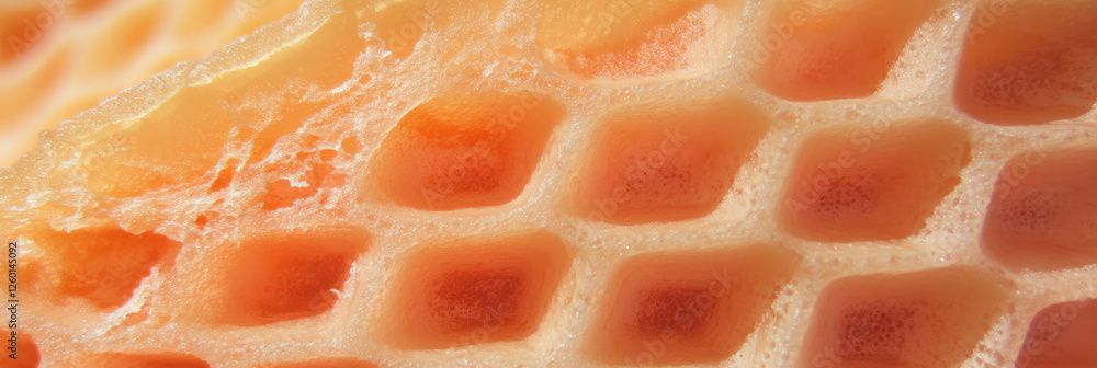 Poster light brown cone wafer texture showcasing small square grids and thin lines