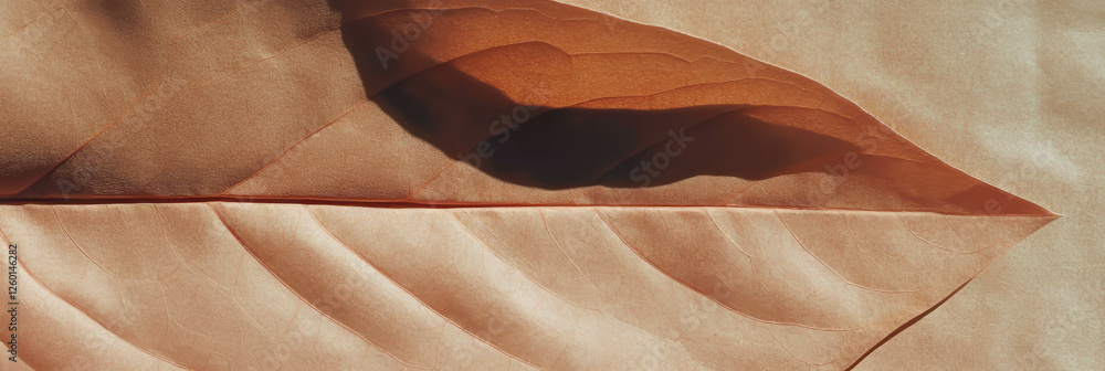Poster Light brown paper texture featuring a subtle leaf pattern in fine detail
