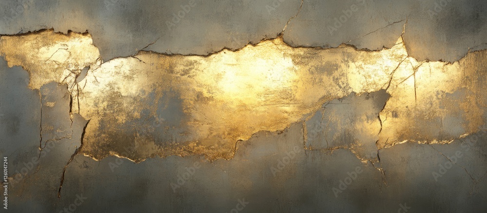 Poster weathered wall illuminated by golden light with visible cracks showcasing a timeworn texture in soft