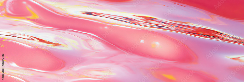 Poster glossy pink gel texture with smooth reflective surface and light reflections