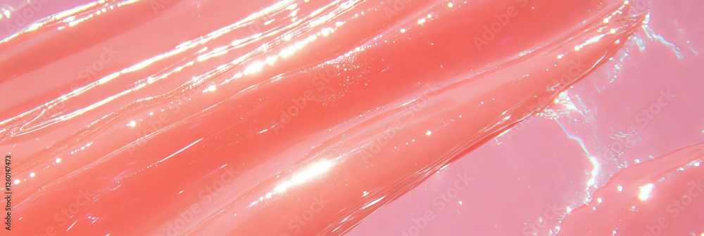 Poster smooth and glossy texture of light pink gel showcasing subtle reflections and sheen