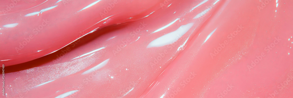 Aufkleber Glossy pink gel texture with smooth surface and subtle light reflections in close-up view