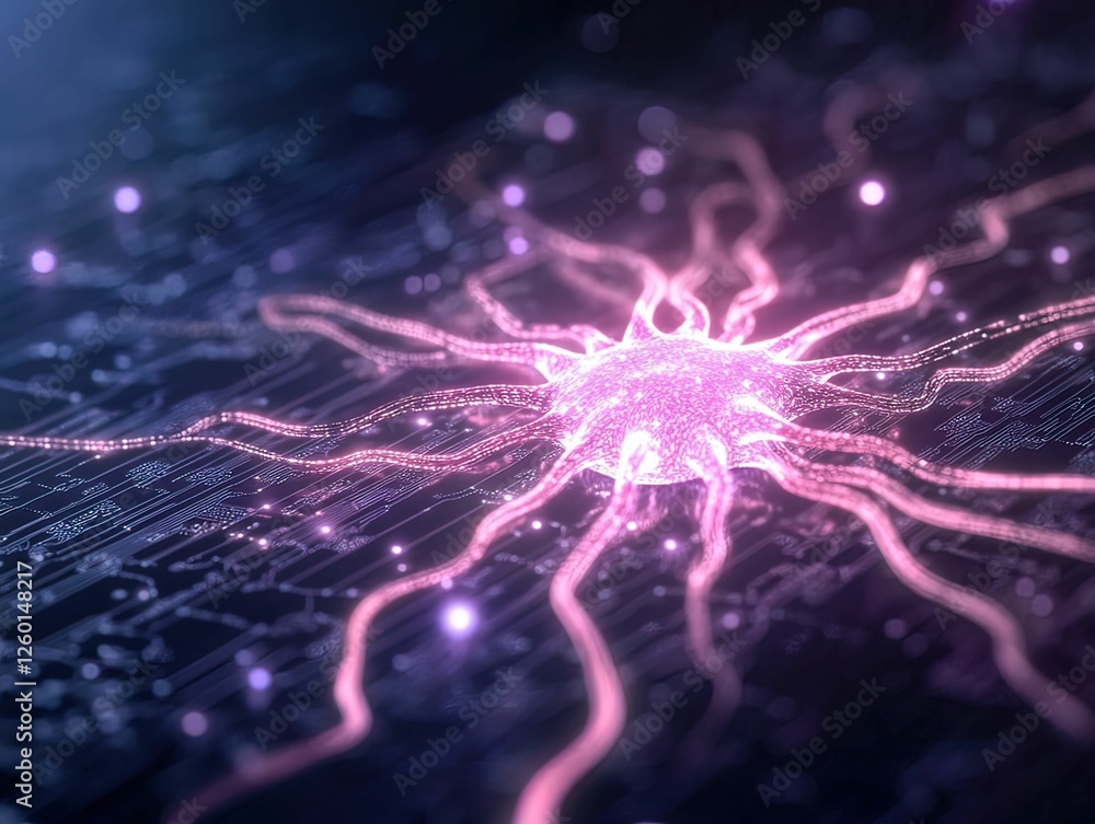 Poster a vibrant, abstract representation of a neural network, showcasing intricate connections resembling 