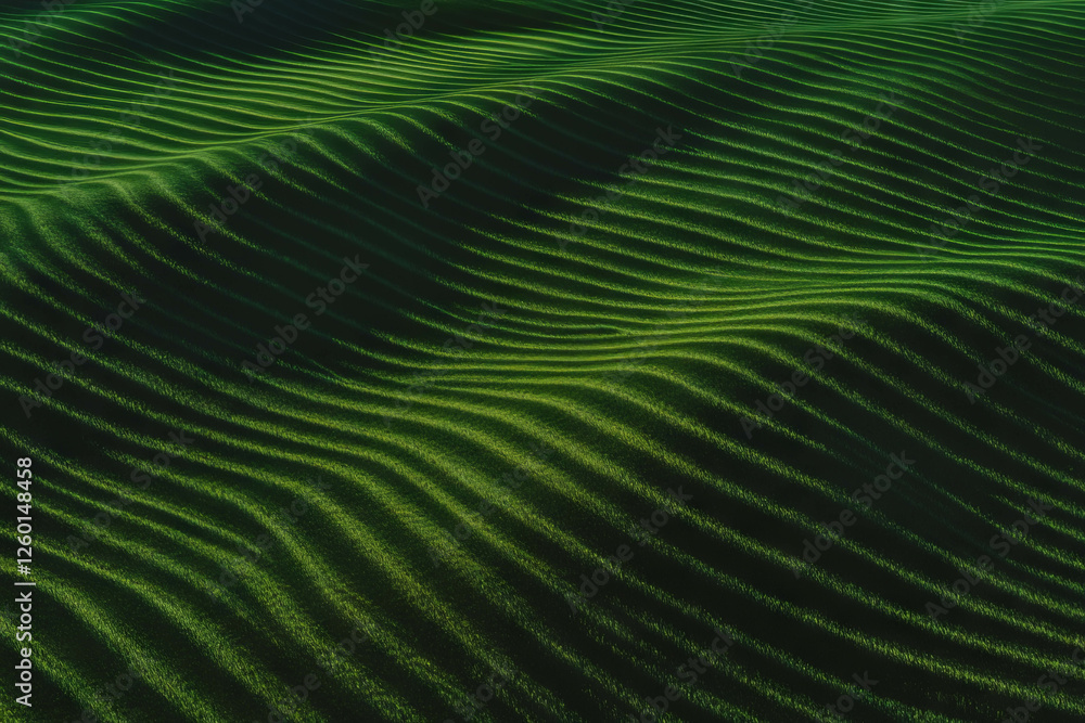 Poster light green fairway texture with mowing lines on an even surface against a dark background