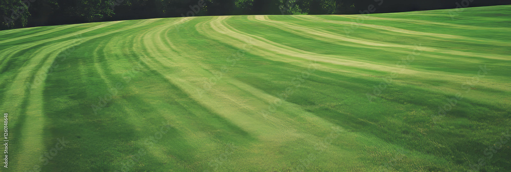 Aufkleber distinct patterns on a light green fairway from mowing in an even lawn