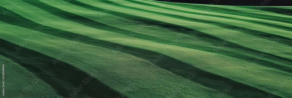 Poster Light green fairway texture with subtle mowing lines from a top view perspective