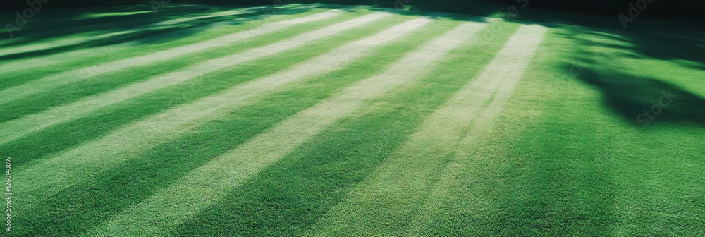 Poster Smooth rolling surface of light green fairway with subtle texture from a top view perspective