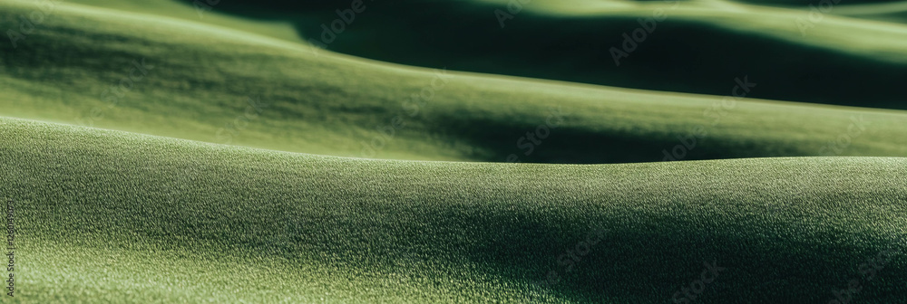 Poster smooth rolling surface of light green fairway with subtle undulations from above