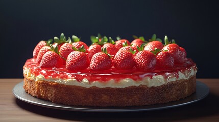 Detailed Side View of a Strawberry Cheesecake