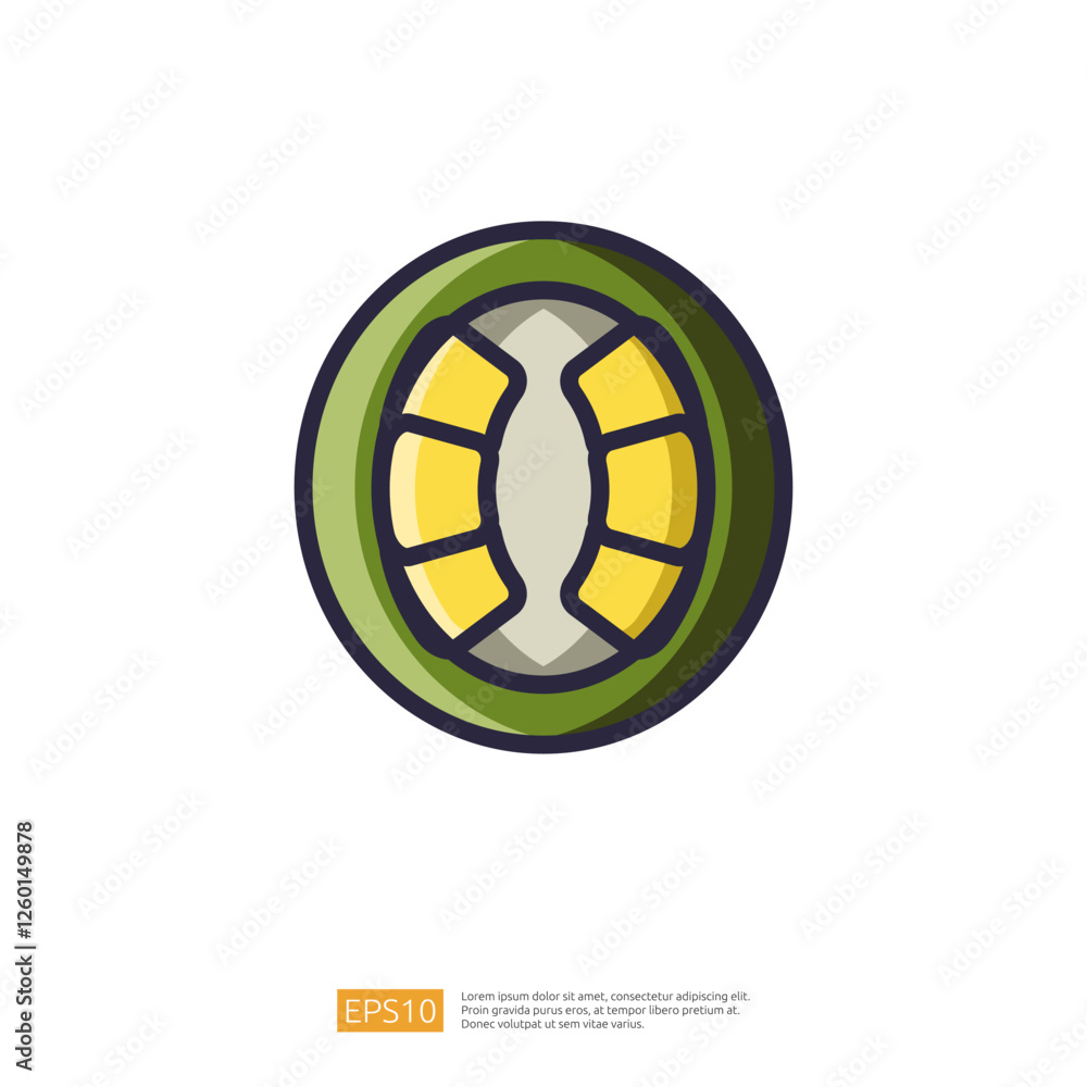 Poster green and yellow circle icon design element illustration asset design image template graphic image i