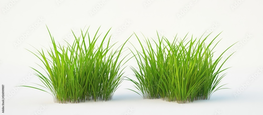 Aufkleber vibrant green grass tufts positioned symmetrically on a soft white background create a natural aesth