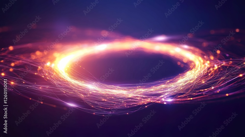 Poster a vibrant, glowing circular pattern of light and energy, creating a mesmerizing effect against a dar