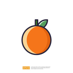 Orange Fruit and Healthy Food. Simple Minimalist Vector Flat Outline. Fresh Fruit Illustration Icon