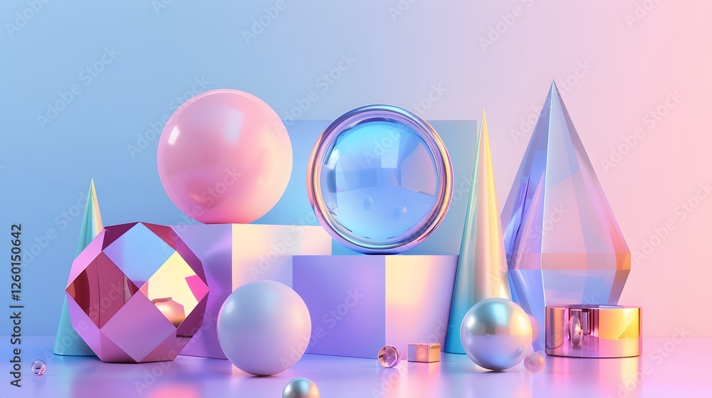 Poster a colorful array of objects on a pink background