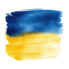 Fototapeta premium Blue and yellow paint brush strokes isolated on white or transparent, PNG