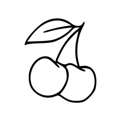 a black and white drawing of a cherry icon