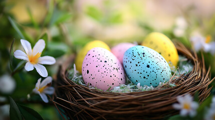 Fototapeta premium Easter bunny and eggs