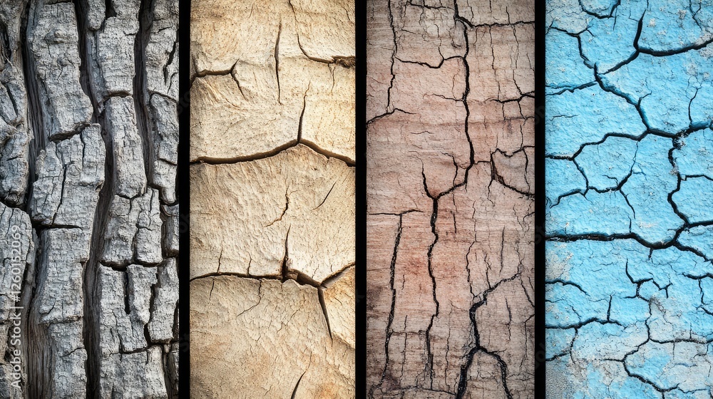 Poster horizontal view of aged wooden boards with weathered textures and subtle grain patterns, perfect for