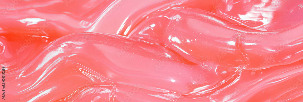 Poster texture of light translucent pink gel with smooth surface and reflections captured in close-up