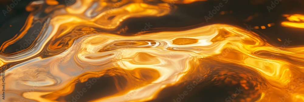 Poster swirling patterns of liquid metal creating a mesmerizing reflective surface