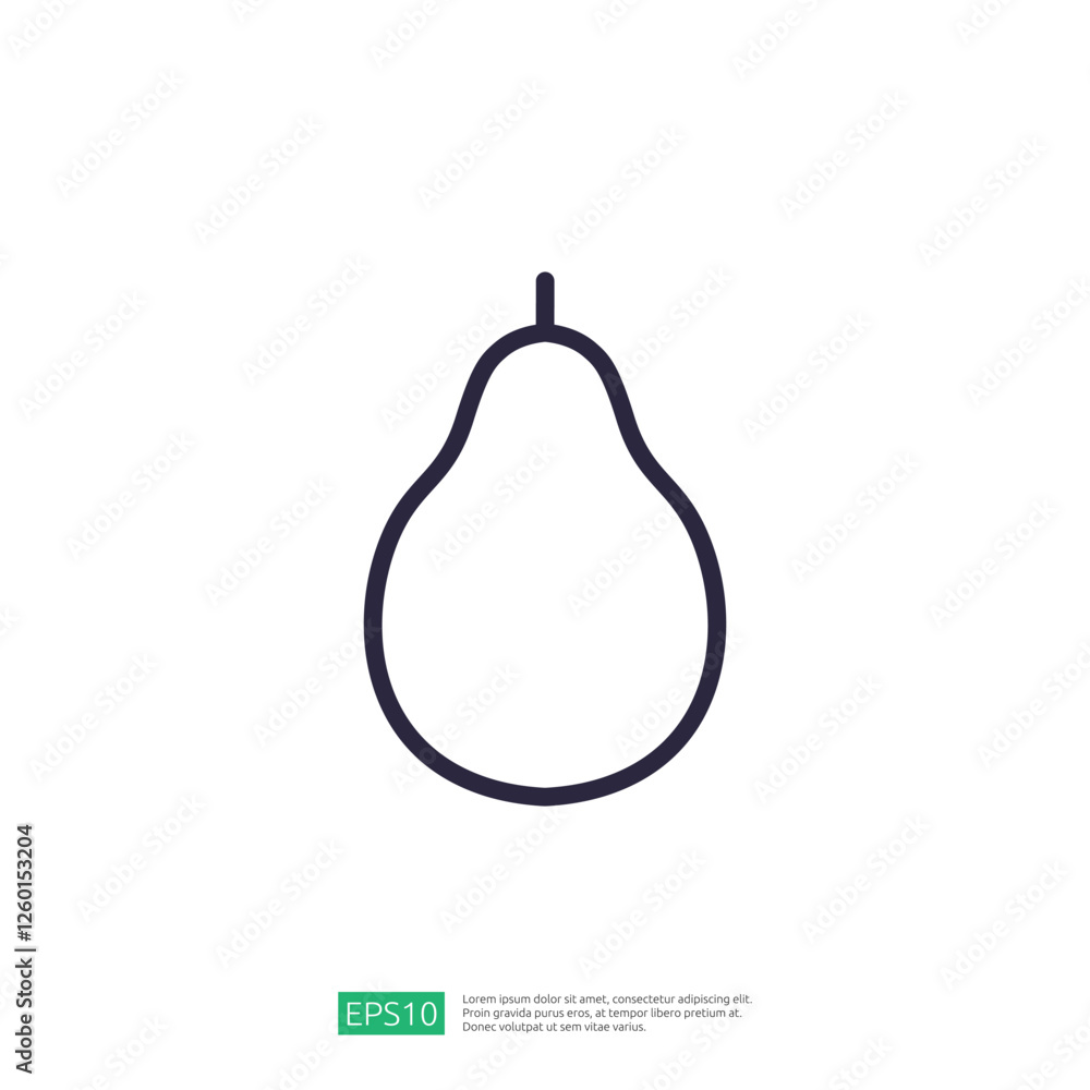 Poster line icon of a pear on a minimalistic background with natural colors and simple shape illustration f