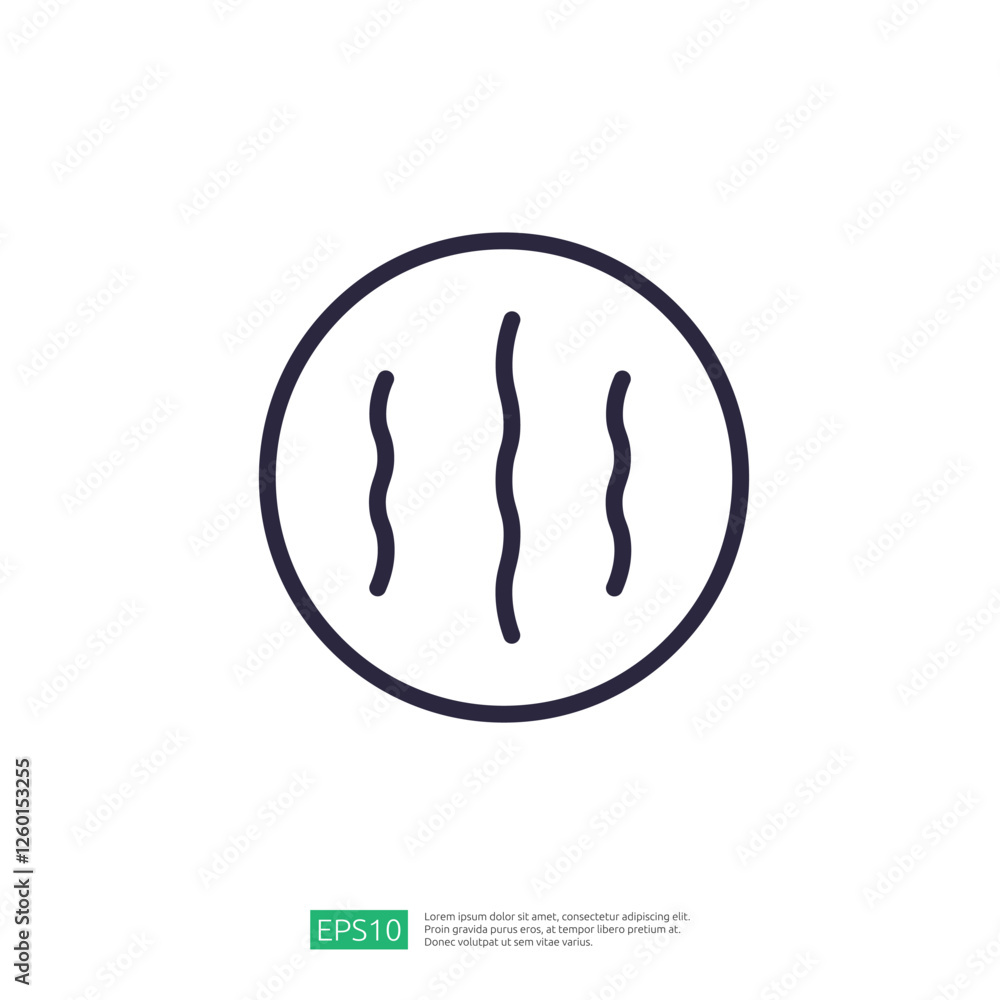 Poster line icon of a fruit representing melon in minimalistic design and soft colors. fruit melon icon des