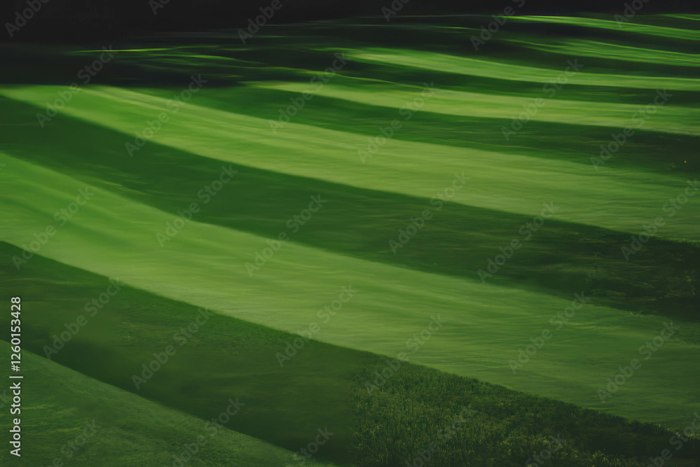 Poster lush green fairway texture with subtle ripples on a dark background