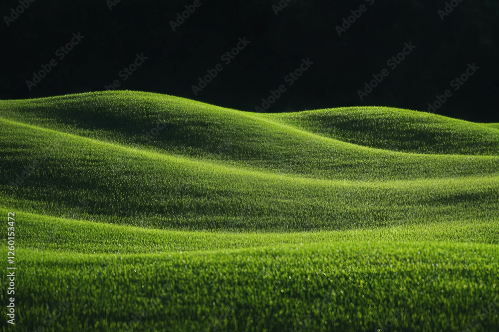 Poster lush green fairway texture with subtle ripples on a dark background