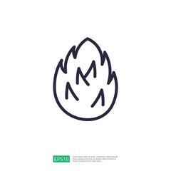 Minimalist Icon Of A Flame Symbol Representing Fire In Linear Design With Sharp Lines On A Dark Background Using Simple Geometry And Stylized Form With Bold Depiction Of Heat And