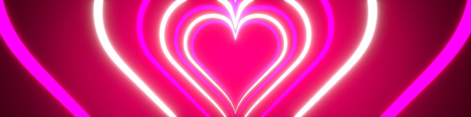 Geometrical hearts on pink background - 3D illustration