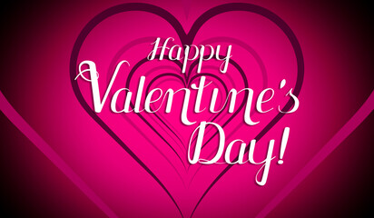 Happy Valentines Day - card with hearts and pink background - 3D illustration